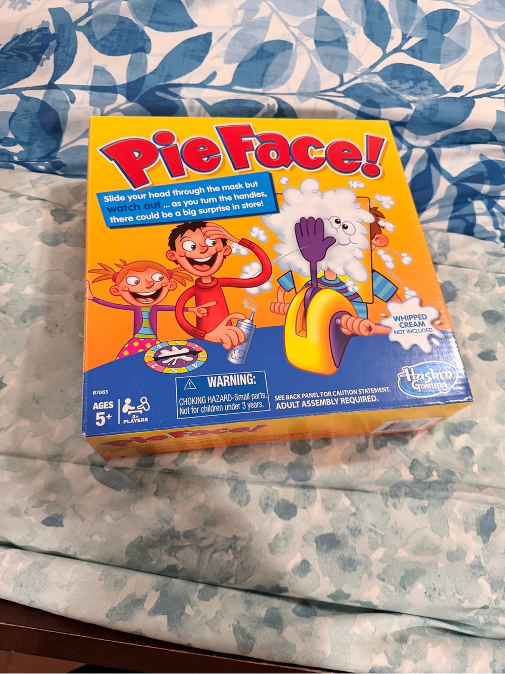 Hasbro Pie Face! Game - Bright Yellow Box with Red and Blue Accents